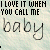 A contact sheet of 17 animated frames showing a repeating text-based animation with 'I LOVE IT WHEN YOU CALL ME' and 'baby' on a light blue textured background, each frame featuring small heart symbols above the word 'baby'.