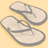 Pixelated flip-flops on a beige background with pink text blocks reading 'we act like IDIOTS because we can and are IDIOTS' and 'we get the hottest guy around because we are HOTT!' alongside names.