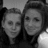 Black-and-white photo of two people on left; bright pink background with pixelated text reading "God Made Us Friends" and "b/c he knew our mom's couldn't handle us as sisters!"