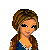 Pixelated character with brown braided hair, blue top, and gray skirt; partial text reads "Im young Im lost and im hopeless know this".