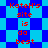 Red pixelated text reads 'KateH's site is do best' over a blue and cyan checkered background with diamond-shaped patterns.