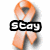 Three orange awareness ribbons with black text overlays reading Stay, Strong, and Robert on a white background.