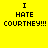 Yellow background with black pixelated text reading "I HATE COURTNEY!!!" in four identical quadrants.