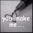 A four- shows a pen drawing hearts on paper with overlaid text, transitioning from 'you make me...' to complete phrases