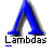 A pixelated blue and gray letter A with a black outline sits above the word Lambdas in bold, blocky text on a light gray background.