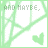Animated contact sheet of a 48x48 pixel buddy icon showing sequential text and heart animation across 25 sampled frames, with green line art background and black text on white transparency.