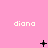 Pink background with repeated 'diana' text and changing black symbols across three