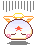 Pixelated angel icon with closed eyes, pink cheeks, red star on chest, orange wings, and yellow halo; two states show different wing positions.