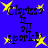Blue background with yellow stars and black text reading "Claris is all spark" arranged in a pattern