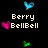 Pixelated icon with text and heart symbols on black background, showing 'Berry BellBell loves her Straw Berries <3' with blue, pink, and green hearts.