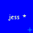 Blue background with repeated 'jess' text and star symbols, featuring small blue plus signs and X shapes scattered across the scene.