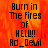A static image with fiery orange-red background displaying black text reading 'Burn in The fires of HELL!! Ad_Devil' across two identical