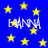Blue background with yellow stars and white text reading 'HANNA' in a stylized font, repeated across the image.