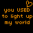 Pixelated orange text on black background with heart symbol above text, repeated twice side-by-side.