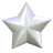 White star-shaped icons in various 3D orientations and sizes arranged in a on gray background