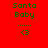 Red background with green pixelated text "Santa Baby" above a dotted line and a green heart symbol.