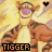 Tigger cartoon character with orange fur, black stripes, and purple nose appears in a of repeated images with text "TIGGER" below each