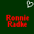 Green background with white pixelated heart symbol above red text reading "Ronnie Radke" in two identical side-by-side arrangements.