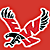 Animated contact sheet showing two frames of a red eagle logo on the left and one frame of text on the right against blue and gray backgrounds.