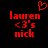 Red pixelated text 'lauren <3's nick' on black background with a red heart symbol above the text.