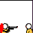 Animated sequence of a yellow character with large white eyes firing a black cannon, red projectiles expanding into pixelated explosions