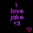 Purple text 'i love jake <3' on black background with pink heart symbol below.