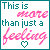 Animated text-based graphic with teal and pink lettering on white background, featuring a small heart symbol beneath 'feeling' in each frame.