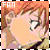 Anime-style character with orange hair and closed eyes, wearing a light-colored top, displayed in four positions with 'FAN' text above each