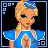 Animated contact sheet of a pixel art character in blue dress with text frames showing "I'm addicted to you", "Don't you know that you're", and "Toxic".