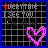 25 pixel-art frames showing text progression from 'EVERYTIME I SEE YOU' to 'I'm alive', with a pink heart symbol on black background