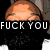 A four- shows a person with light brown skin and dark hair, wearing a black mask covering the lower face; text "FUCK YOU" appears in white on the top-left