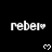 Pixelated white text 'reber' with a small heart symbol below on black background, repeated in