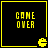 Four identical black square with yellow borders display 'GAME OVER' text and a Pac-Man icon, arranged in a