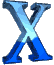 Three vertical of blue and light-blue X-shaped icons on a gray background, each containing three identical X icons