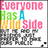 Pixelated text and QR code on a divided background with cyan, dark blue, and gray sections.