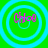 Four identical circular icons with cyan rings on a bright green background, each containing pink text reading 'Chloe' and a faint smiley face outline.