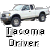 Pixelated image of a white pickup truck with dark wheels and windows, labeled "Tacoma Driver" in blocky text below.