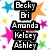 Pixelated text labels for names and initials appear over a white background with scattered colorful stars.
