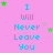 A static contact sheet of 11 animated frames showing a pink background with repeated blue text "I Will Never Leave You" and scattered green and gray stars.