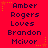 Red background with dark purple text repeating 'Amber Rogers Loves Brandon Mcivor' in three , surrounded by yellow star and dotted line decorations