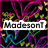 Animated icon with 'Madesont' text over abstract colorful lines on black background, showing motion in lower-left and lower-right sections.