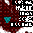 Pixelated icon with dark red checkered background, cyan heart symbol, and white text reading 'I'LL SHED MY SKIN THESE SCARS WILL MEND'.