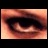 A static image with a close-up of an eye in the top-left corner, surrounded by pixelated text arranged in blocks on a white background.