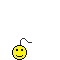 Animated sequence of yellow smiley faces with black outlines, showing bomb fuse states from unlit to explosion across on gray background