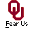 A static contact sheet showing two identical frames of a pixelated red 'OU' logo with the text '_Fear Us' beneath it, alongside promotional text for 'badassbuddy.com' on a gray background.