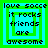 Four identical pixelated display text 'love socce it rocks friends are awesome' with green and cyan borders, each showing a different nested square pattern