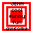 Four red and white square frames with black text reading JENN, cool, funny, fun, awsome arranged in a , each frame containing a different central red square pattern