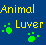 Static pixel art icon with blue background featuring yellow text and green paw prints.