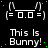 identical pixel art bunny icons with text 'This is Bunny!' on a black background, each icon featuring green dots and white line details