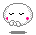 Pixelated white circular character with closed eyes, pink cheek marks, and small teeth in four variations showing mouth and cheek mark positions.